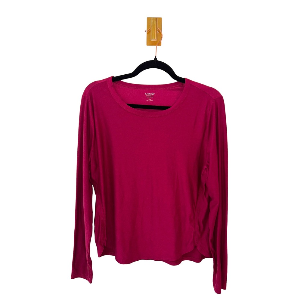 Old Navy Active Top Cloudmotion Go-Dry Thumb Holes Athletic Magenta Pink Large
